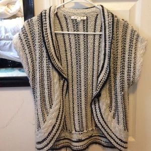 Black and cream/white knitted cardigan