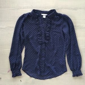 H & M Sheer Blue Polka Dot Blouse