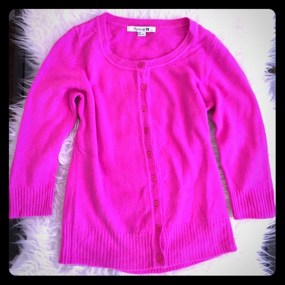 Forever 21 TwentyOne Hot Pink Cardigan Sweater