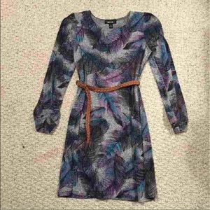 Purple/blue/gray feather pattern dress