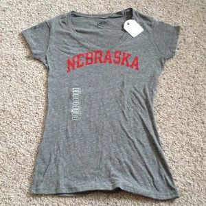 Gray SUPER SOFT Nebraska Cornhusker women's Tee