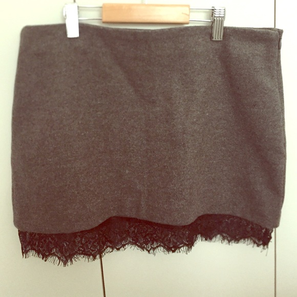 Grey Zara Lace-Trimmed Miniskirt