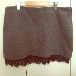 Grey Zara Lace-Trimmed Miniskirt