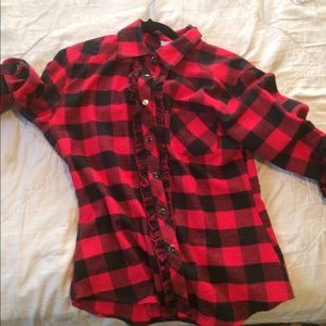 Tart xs lumberjack ruffle flannel blouse