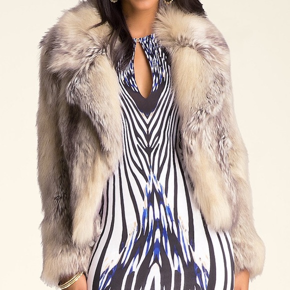 bebe Silver fox Chubby Fur Coat
