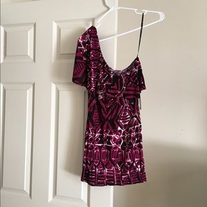 One shoulder stretchy tribal top