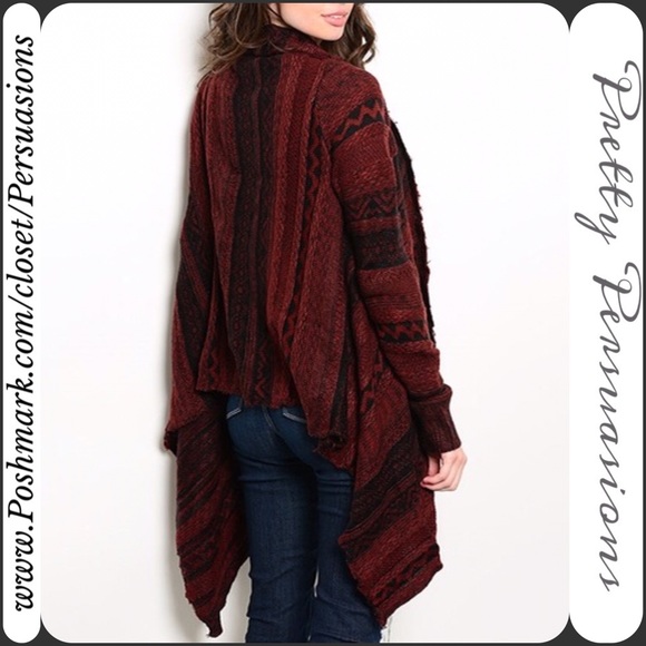 SOLD OUT π» NWT Wine & Black Cascading Cardigan - Picture 2 of 4