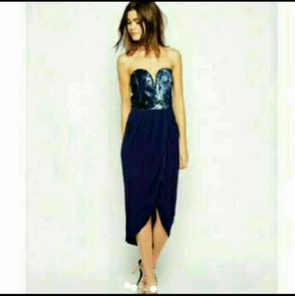 Navy blue Sequins Bustier Asos Dress