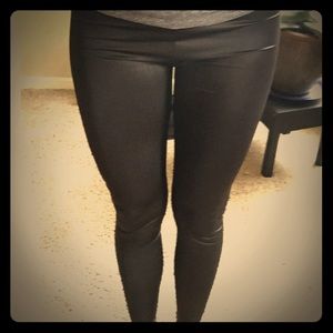 Faux leather stretchy pants
