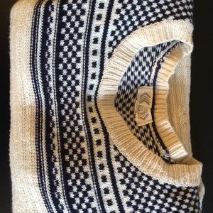 Pink Rose. Cream and Blue long woven sweater. S