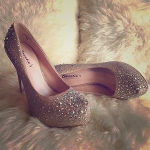 Sweeties Nude and Gold Lola Heel Glitter Sparkle