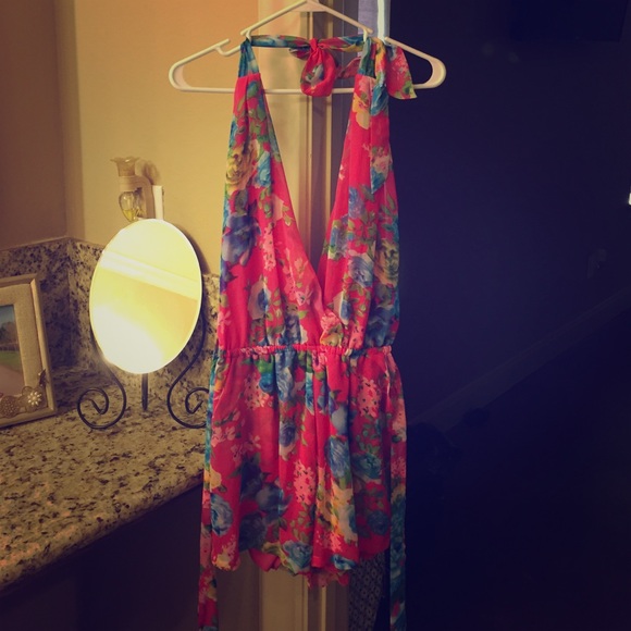 Brand New Hot Pink Floral Romper