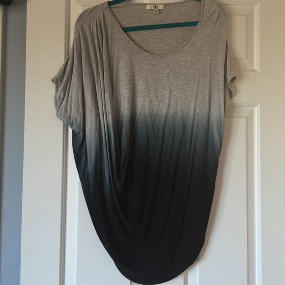 Navy and grey ombré draped shirt. Soft cotton.