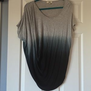 Navy and grey ombré draped shirt. Soft cotton.