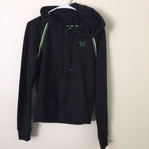 PINK Black/Green Zip-Up