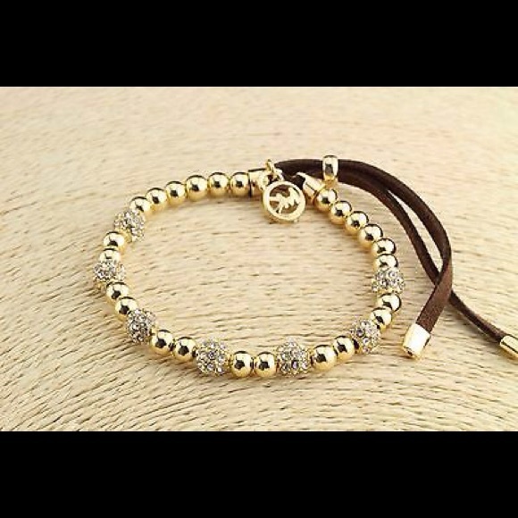 Michael Kors GOLD TONE Stretch Logo Bracelet