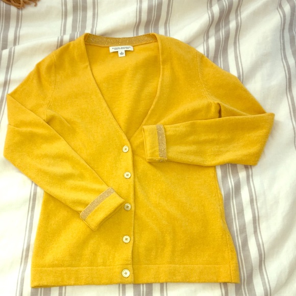 BR bright yellow Italian yarn cardigan