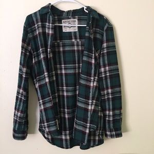 Garage Green Plaid Button-Down