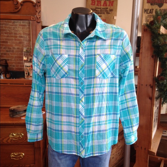 Arizona Jr 1XL Plaid Snap Down Shirt