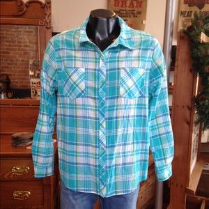 Arizona Jr 1XL Plaid Snap Down Shirt