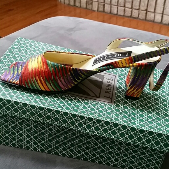 Multi-colored high heels.