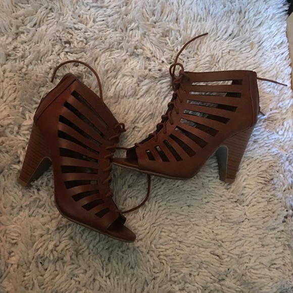 Brown laser cut booties