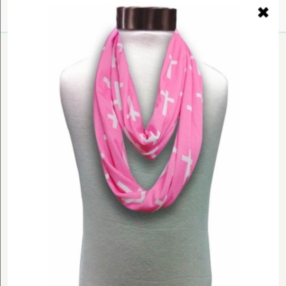 Sass N Frass Accessories - Pink cross infinity Scarf