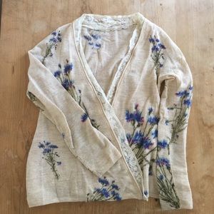 Romantic Anthropologie Floral Cardigan