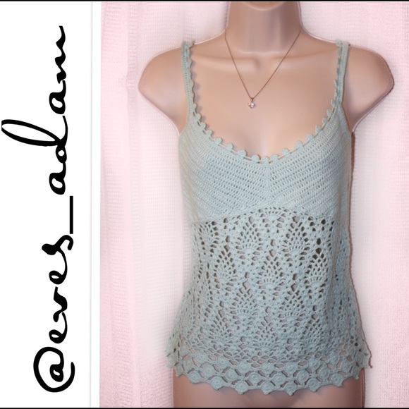 Express Tops - Light Aqua/mint colored crochet knit tank top