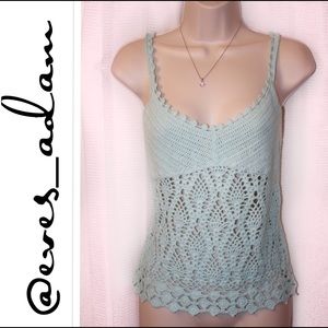 Light Aqua/mint colored crochet knit tank top