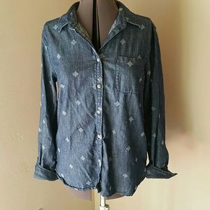 AE Chambray Printed Top