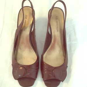 Anne Klein "Cecil" leather open toe sling backs