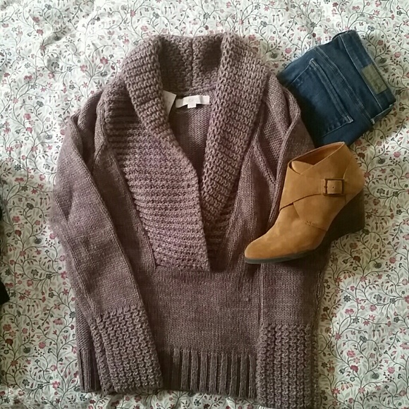 NWT Beautiful LOFT Shawl Neck Purple Sweater