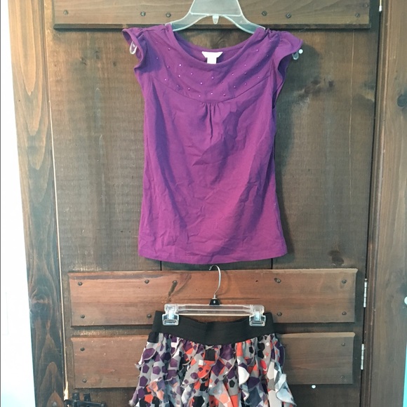 Girls size 14 purple shirt and skirt set