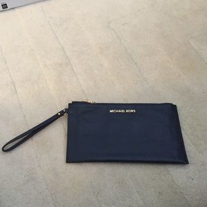 Michael Kors navy leather clutch