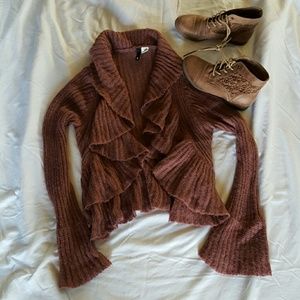 Dusty Rose Ruffle Cardi