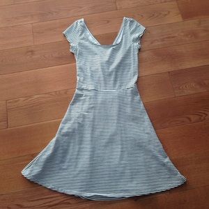 striped b&w crossback dress