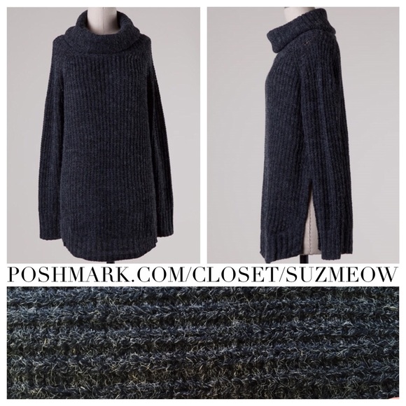 LAST! Charcoal Cowl Neck Oversized Sweater • M/L - Picture 3 of 4