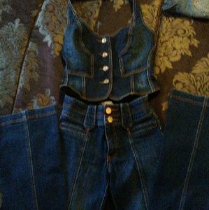 Blue Jean vest and pants
