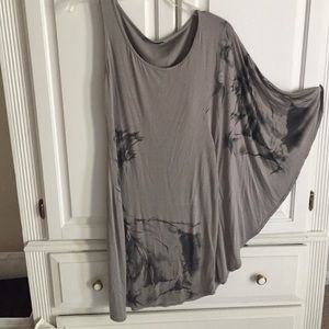 Gray cotton bodycon dress. Small. One shoulder