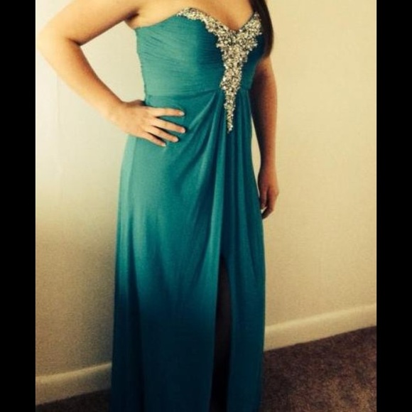 Beautifully Sequins Turquoise Ball Gown Prom Dress
