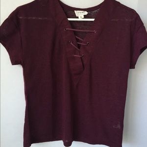 Pacsun/L.A. Hearts Maroon Lace up Tee