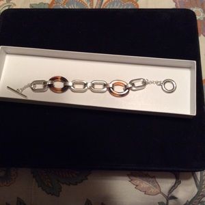 Silver and amber look bracelet