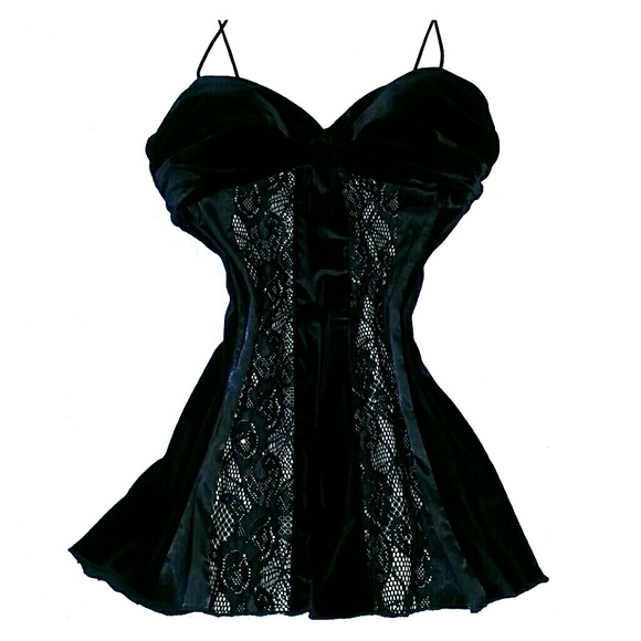 Cache Tops - Black Sequined Velvet & Lace Camisole