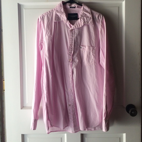 mens pink american eagle button down