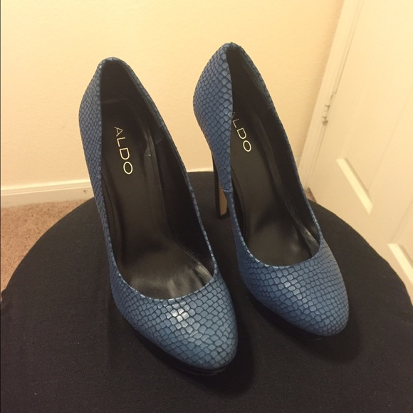 Blue Snakeskin Heels