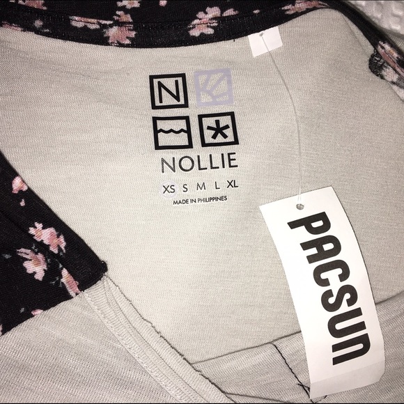 Mid-length T-Shirt Gray, Floral print - Picture 2 of 3