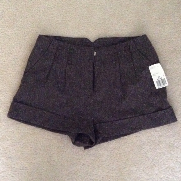 NWT** brown tweed shorts, size xs