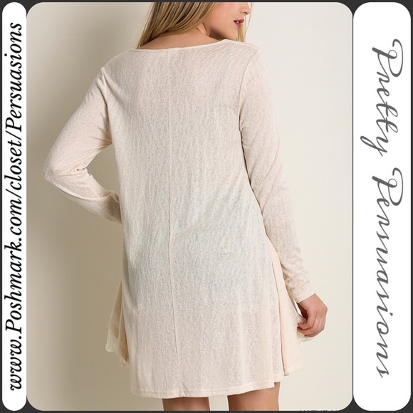 LAST 2‼️ NWT Sage Lace Trim Long Sleeve Tunic Top - Picture 3 of 4