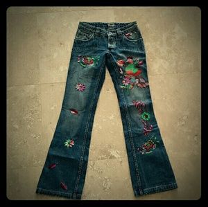 Antik Denim 25 0 Embroidered Jeans Peacock Hippie